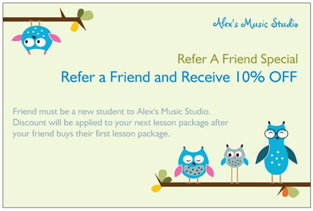 Refer a Friend and Recieve 10% off your next lesson package
